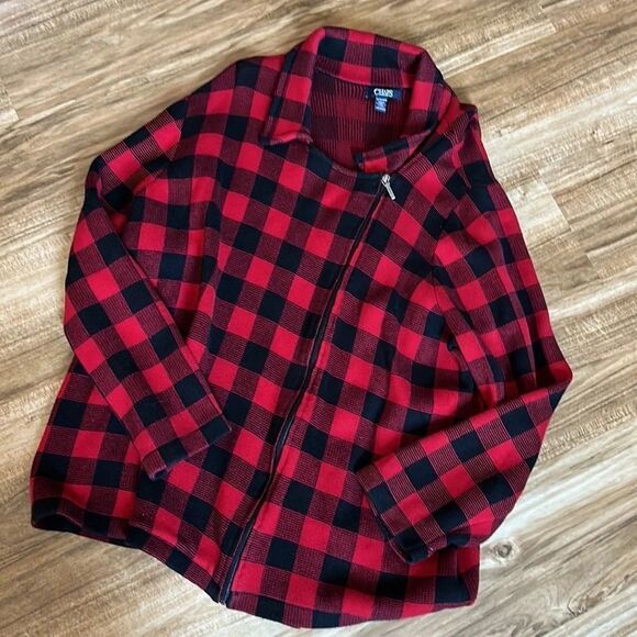 Chaps Size 3X Buffalo Plaid Asymmetrical Zippered Jacket - Picture 2 of 4